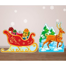 Красиві новорічні декорації для фотозони: сані та олень