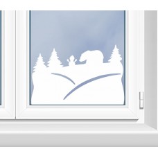 Новорічні наклейки на вікна для школи : звірі в лісу